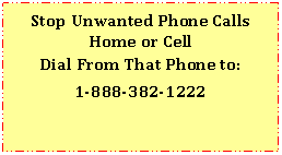 Text Box: Stop Unwanted Phone CallsHome or CellDial From That Phone to:1-888-382-1222